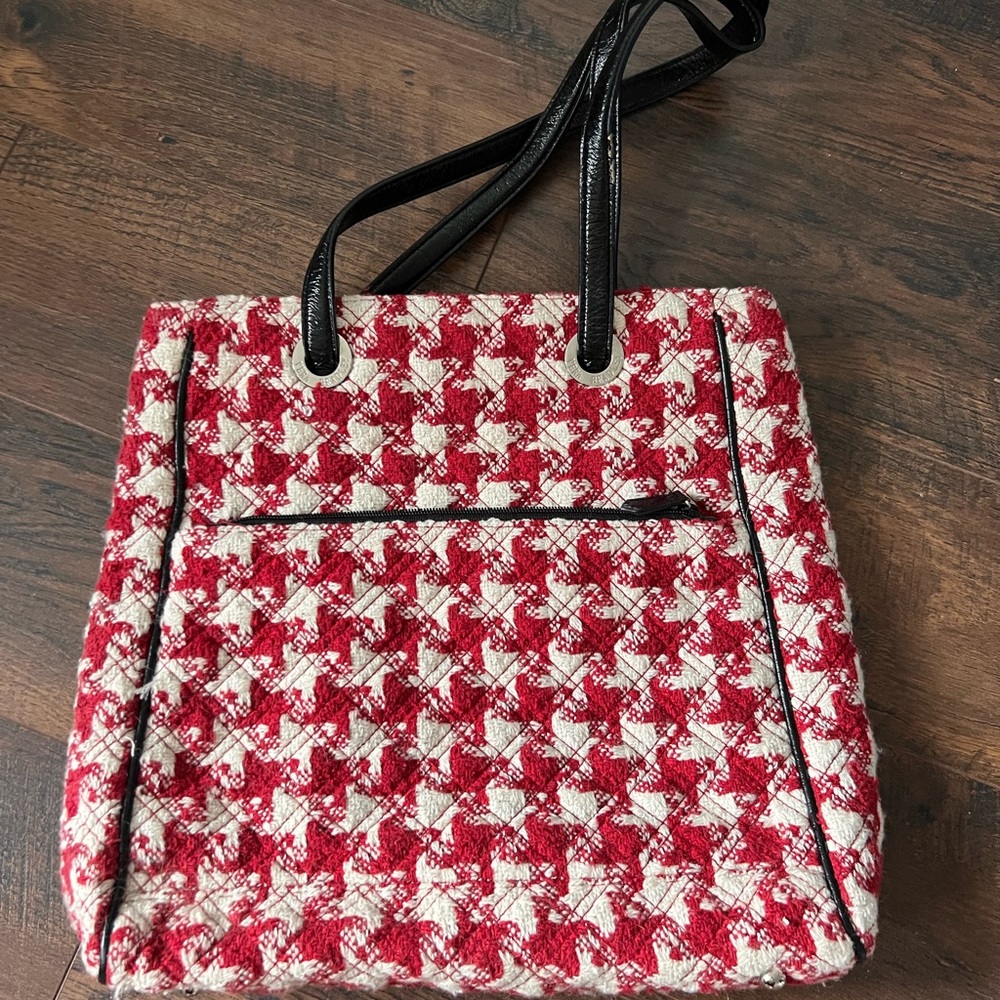 Vera Bradley Red and White Houndstooth Tote Bag